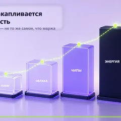 Редакционная обложка SCQR к материалу «Кто реально зарабатывает на буме ИИ: лаборатории, облака, чипы или энергосистема».