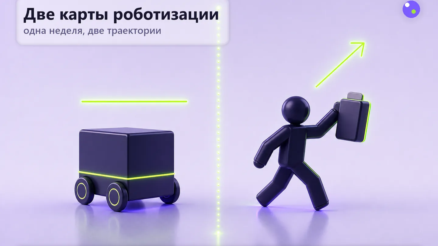 Редакционная обложка SCQR: две карты роботизации на одной неделе — одна заморожена регулятором, вторая выходит из пилота под демографическим давлением.
